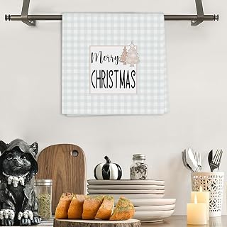Merry Christmas Christmas Trees Check Bathroom Kitchen Towels