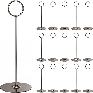 Urban Deco 16 Pieces Table Card Holder 8 inches Table Number Holders Place Steel Card Holders for Photos, Food Signs, Memo Notes, Weddings, Restaurants, Birthdays (Black)
