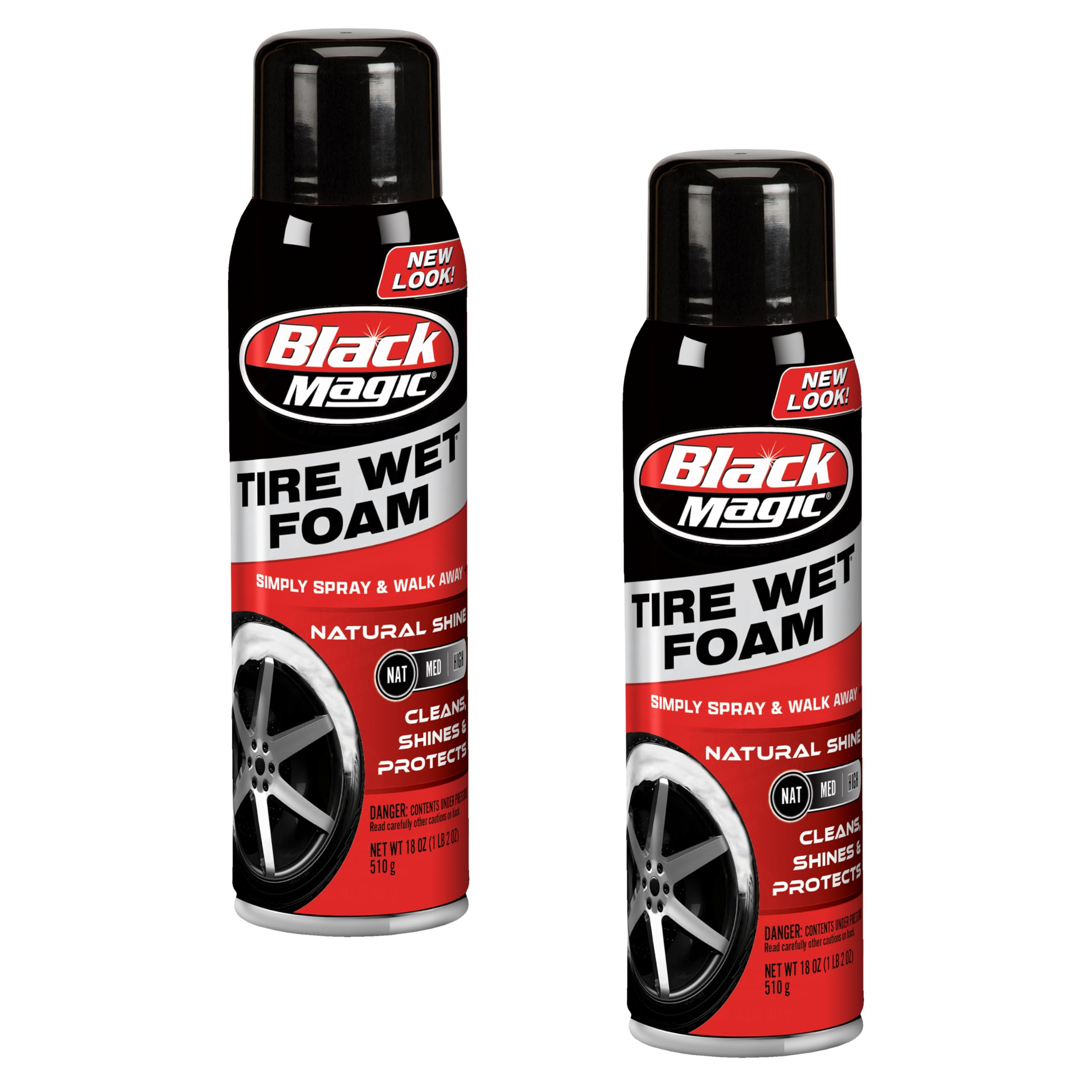 Black Magic 120269 Tire Wet Foam Cleaner & Shine, 18 fl oz (2 Pack) | Natural-Lo