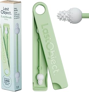 LastSwab Baby Reusable Silicone Cotton Buds - Soft Ear & Nose Cleaner for Newborns & Infants - Washable, BPA Free, Zero Waste, Case - Green