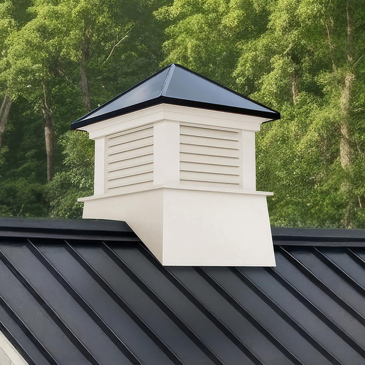 Good Directions Lexington Cupola, 22" x 22" x 27", White PVC Vinyl with Black Al
