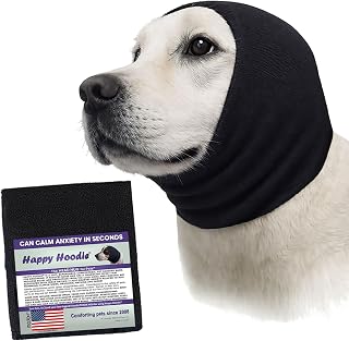 Happy Hoodie The Original Dog & Cat Calming Band for Noise & Anxiety Relief | 2008 US brand. Compression fabric, soft & stretchy, reduces noise & eases stress during storms, fireworks, grooming and more!