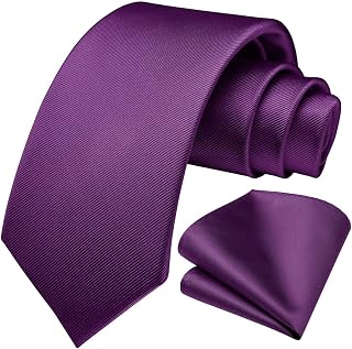 Enlision Solid Color Tie and Pocket Square Tie for Men