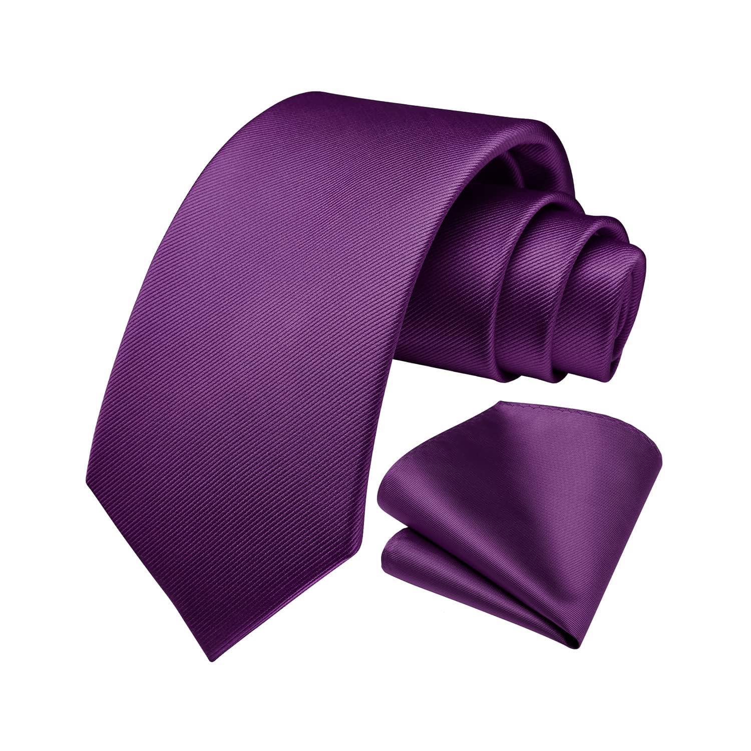 Enlision Solid Color Tie and Pocket Square Tie for Men