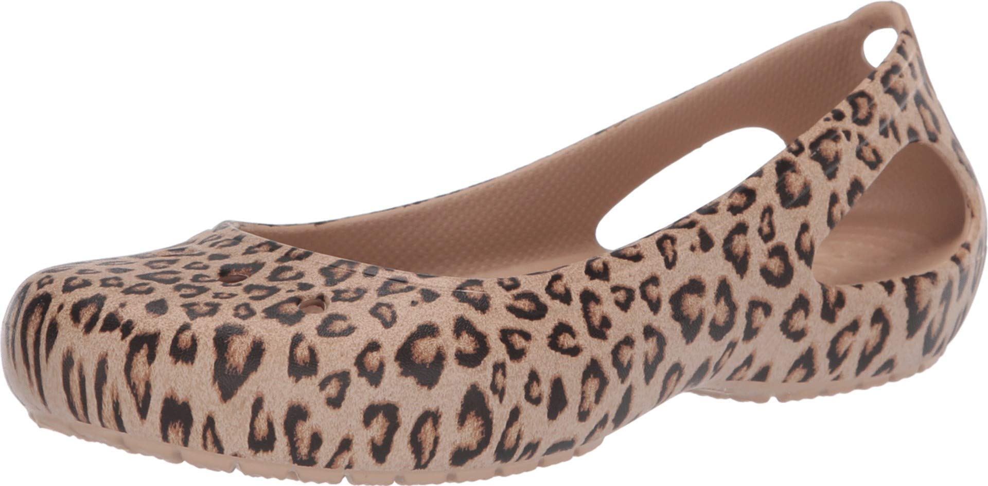Crocs Women's Kadee Leopard Print Casual Dress Shoe|Comfort Fashion Flat Ballet 