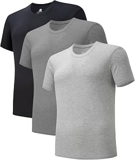 DAVID ARCHY Men's Bamboo Rayon Breathable Crew Neck Undershirts 3/5 Pack