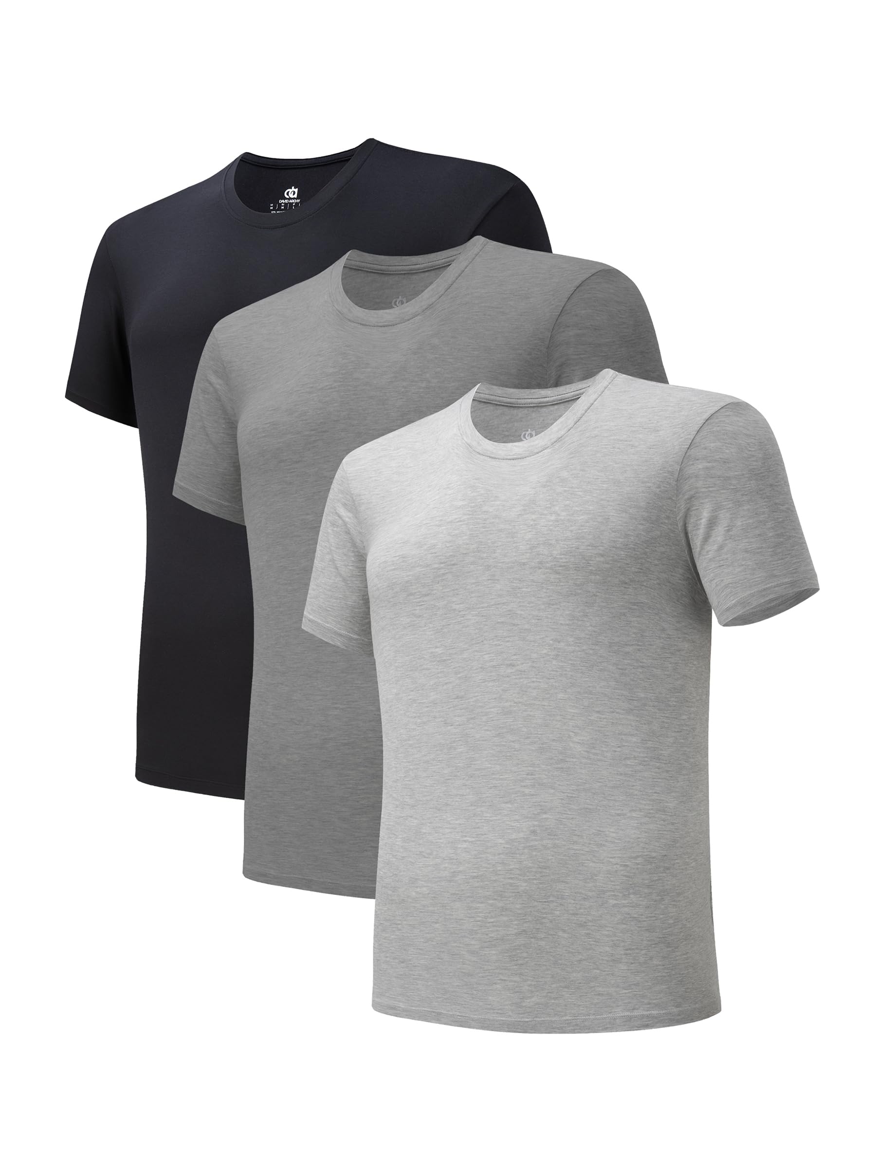 DAVID ARCHY Men's Bamboo Rayon Breathable Crew Neck Undershirts 3/5 Pack