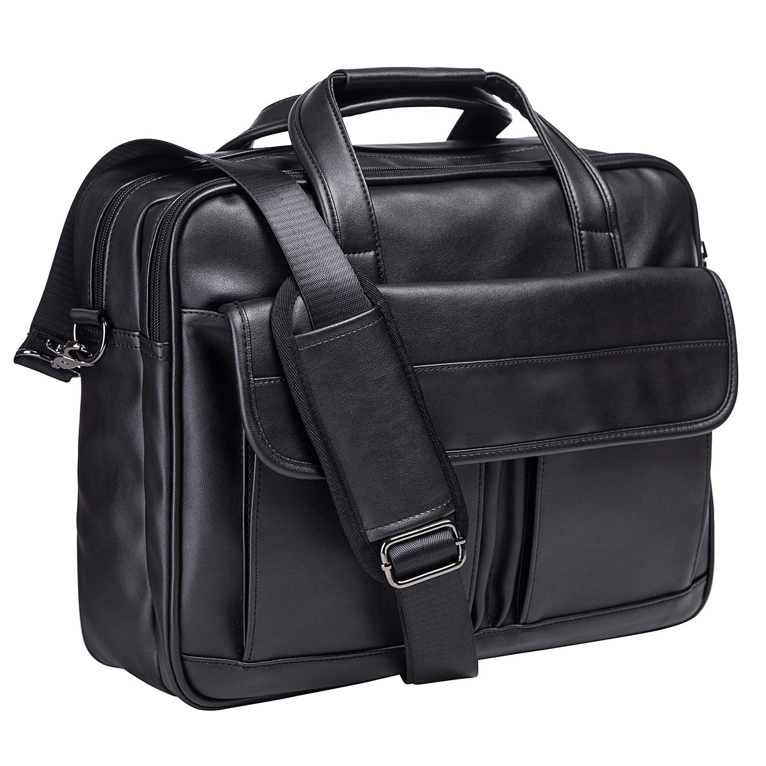 seyfocnia Men's Business Travel Briefcase Leather Handmade Messenger Bags Laptop