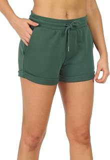 icyzone Women's Gym Shorts High Waist Cotton Sports Shorts with Pockets Short Trousers for Running Running Fitness