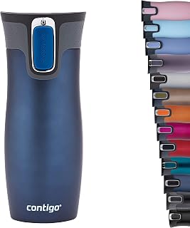 Contigo West Loop Autoseal Travel Mug, Stainless Steel Thermal Mug, Vacuum Flask, Leakproof Tumbler, Coffee Mug with BPA Easy-Clean Lid, 470 ml, Monaco