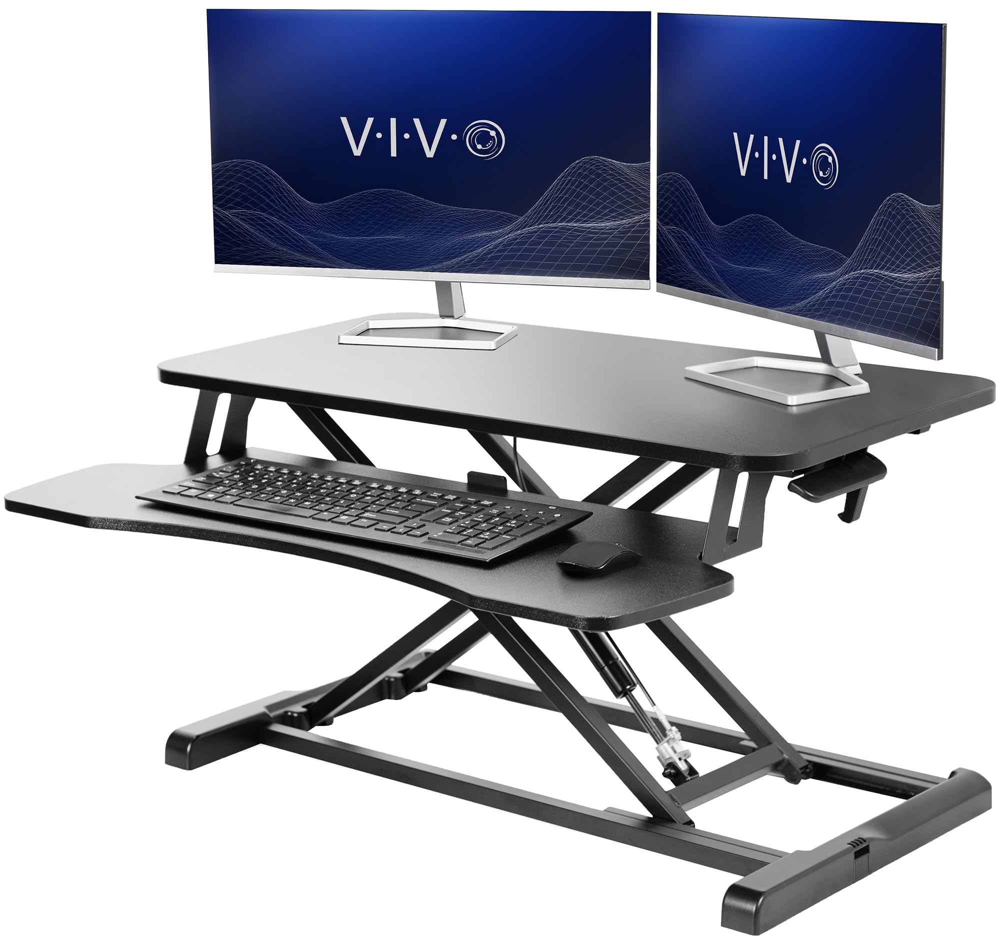 VIVO Black 32 in Standing Desk Converter, DESK-V000K | Height Adjustable, Stand 