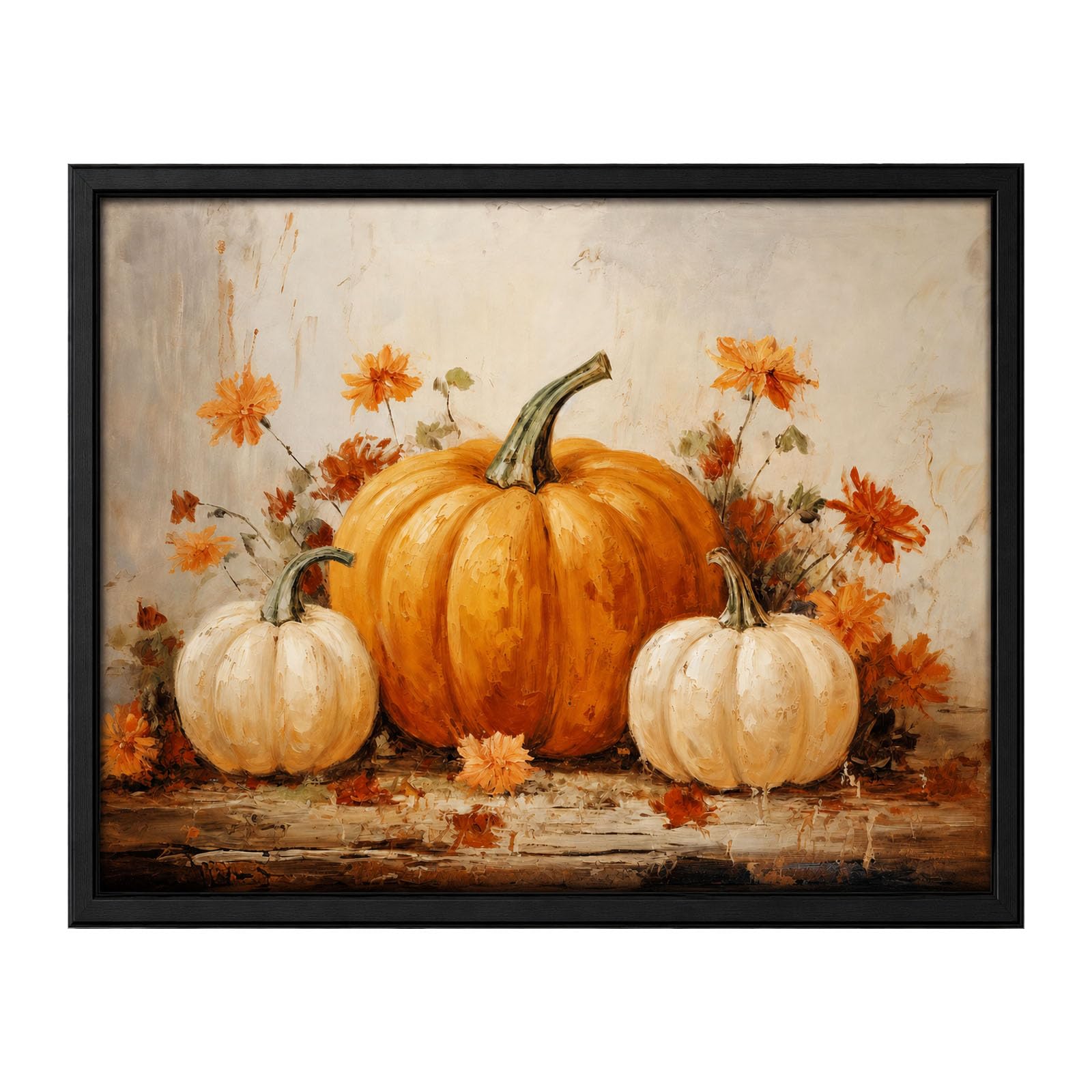 Fall Prints, Vintage Autumn Pumpkin Oil Painting, Rustic Fall Wall Art | Pumpkin