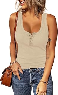 Women Summer Casual Ribbed Sleeveless Ribbed Tank Tops