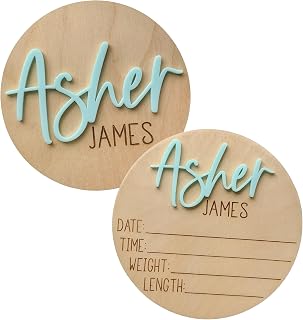 Double-Sided Personalized Newborn Baby Birth Announcement Sign for Hospital | Newborn Photography Props, Baby Name Plate, Baby Name Sign
