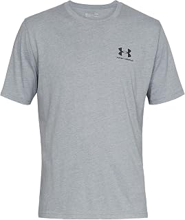Under Armour Men's Loose T-Shirt with Logo on Left Chest, Titanium/Clay Green