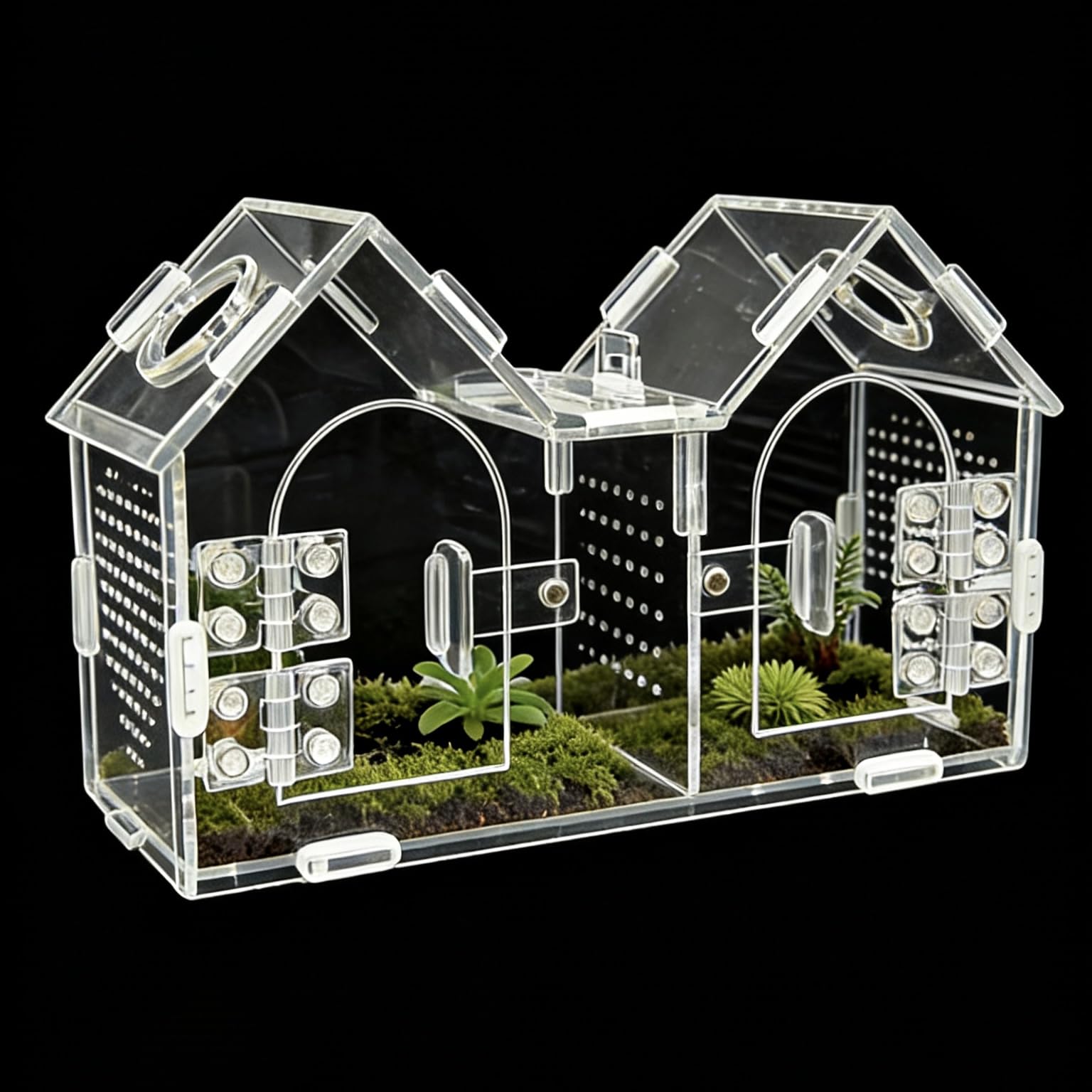 Jumping Spider Enclosure, Acrylic Terrarium with Partition Divider (1-2 Compartm