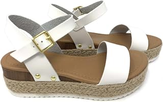 Soda Clip ~ Women's Open Toe Ankle Strap Platform Espadrille Sandal