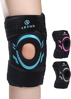 ABYON Rodillera Hombre Mujer – Órtesis de Rodilla Ajustable para Menisco, Artrosis, ACL MCL – Soporte Rotuliano de Neopreno con Estabilizadores Laterales para Alivio del Dolor y Recuperación