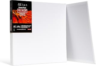Elan Lienzo 30x30 cm, Pack de 8 Lienzos para Pintar 280 GSM