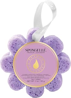 Spongellé French Lavender Wild Flower Bath Sponge | Built-in Body Wash &amp; Body Scrubber, Shower Loofah Sponge for Women | 14+ uses