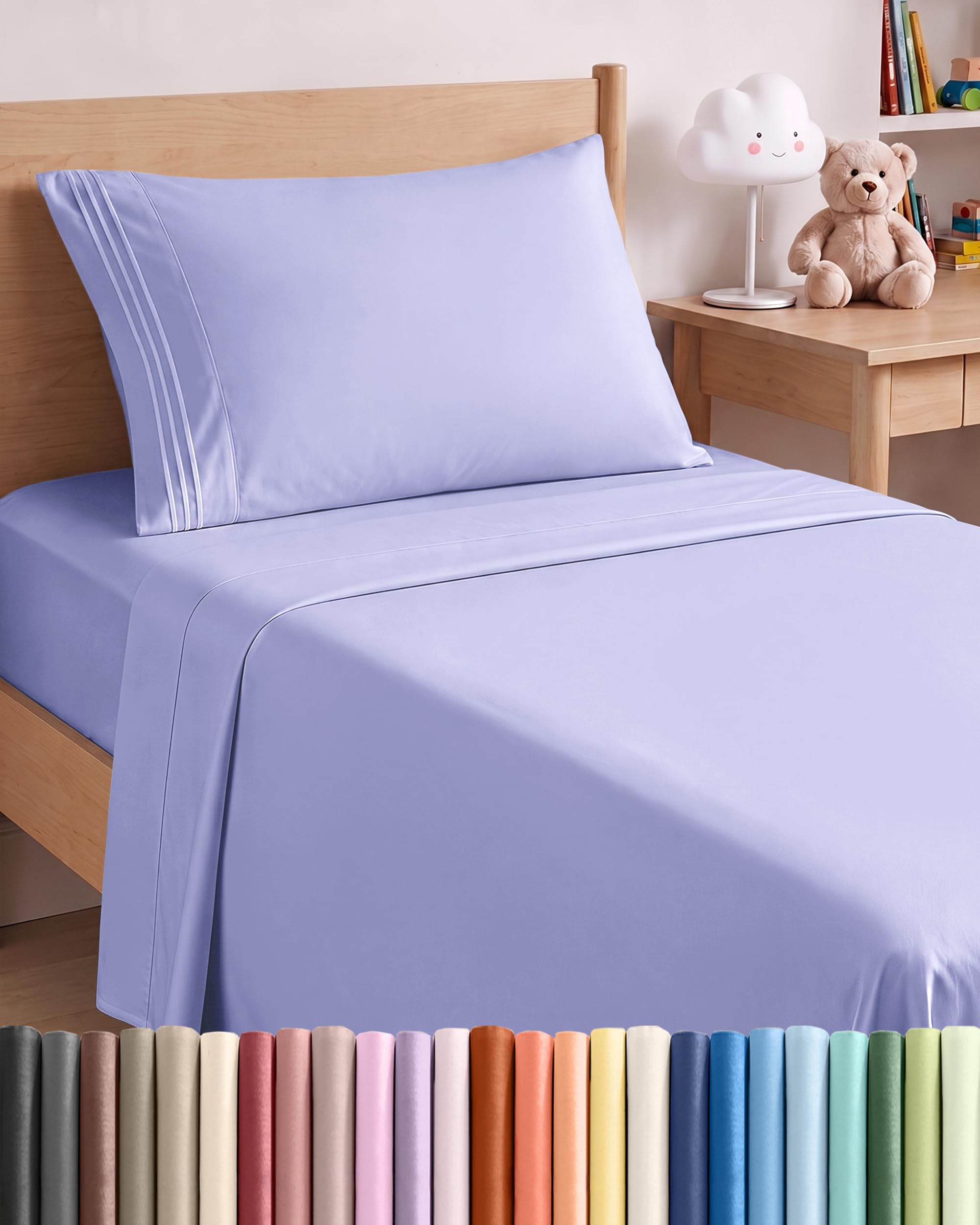 Twin Size 3 Piece Sheet Set - Comfy Breathable & Cooling Sheets - Lavender