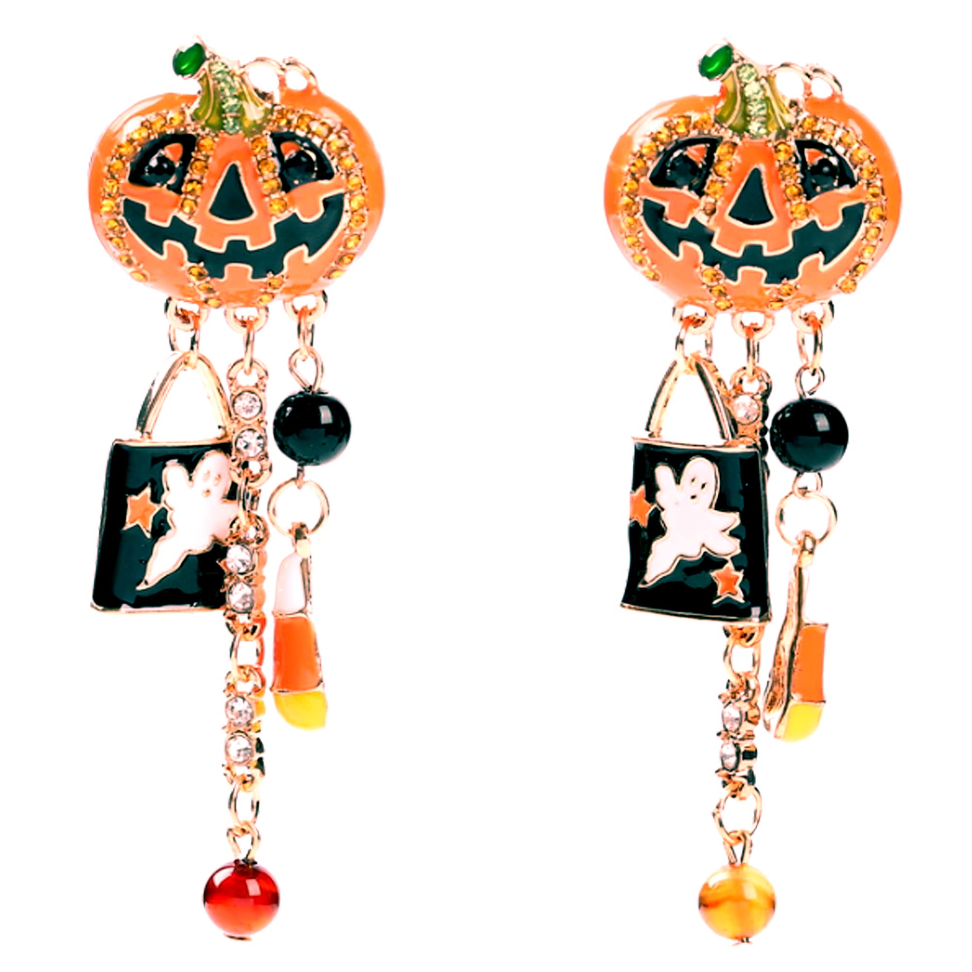 Halloween Pumpkin Earrings for Women Long Tassels Smiling Face Pumpkin Inlaid rh