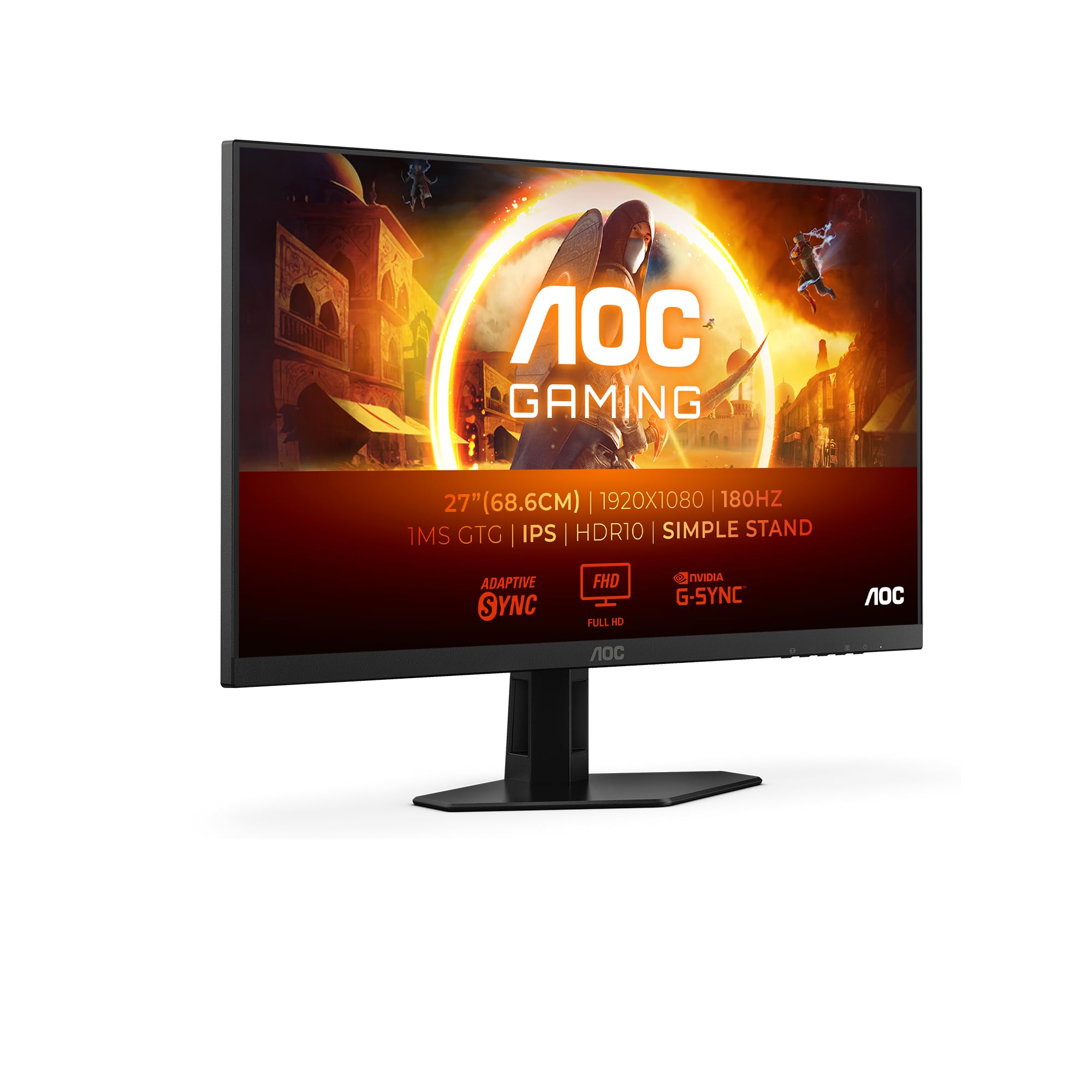 AOC 27G4XED 27 inch FHD Gaming Monitor 180Hz, Fast IPS Panel, 1ms GtG, HDR10, G-