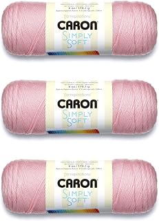 Caron Simply Soft Yarn for Crocheting & Knitting Soft Pink 3-Pack | #4 Worsted Medium, Soft 100% Acrylic Yarn for Crochet, Knitting, Blankets and Crafts, 315 Yards, 170.1g/6oz per skein