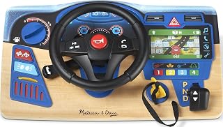 Melissa & Doug Vroom & Zoom, Interactive Wooden Dashboard, Racing Car Steering Wheel Toy, Lights & Sounds, Preschool Learning Toys for Girls & Boys 3+ - FSC Certified
