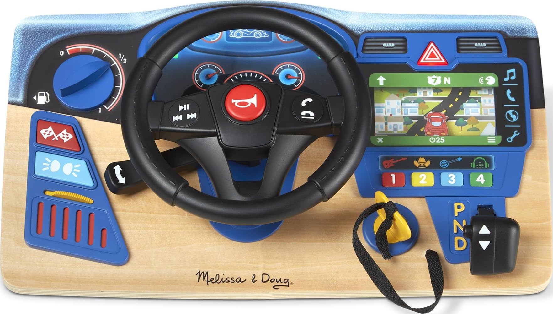 Melissa & Doug Vroom & Zoom, Interactive Wooden Dashboard, Racing Car Steering W