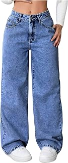 GORGLITTER Girl's Baggy Jeans Wide Leg High Waisted Denim Pants Clothes