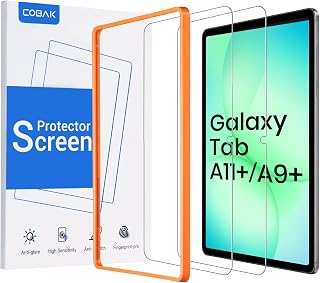 CoBak 2-Pack Tempered Glass Screen Protector for Samsung Galaxy Tab A11 Plus (A11+) 2025 / Tab A9 Plus (A9+) 2023 11-inch, Installation Frame, 9H Hardness, Anti-Scratch