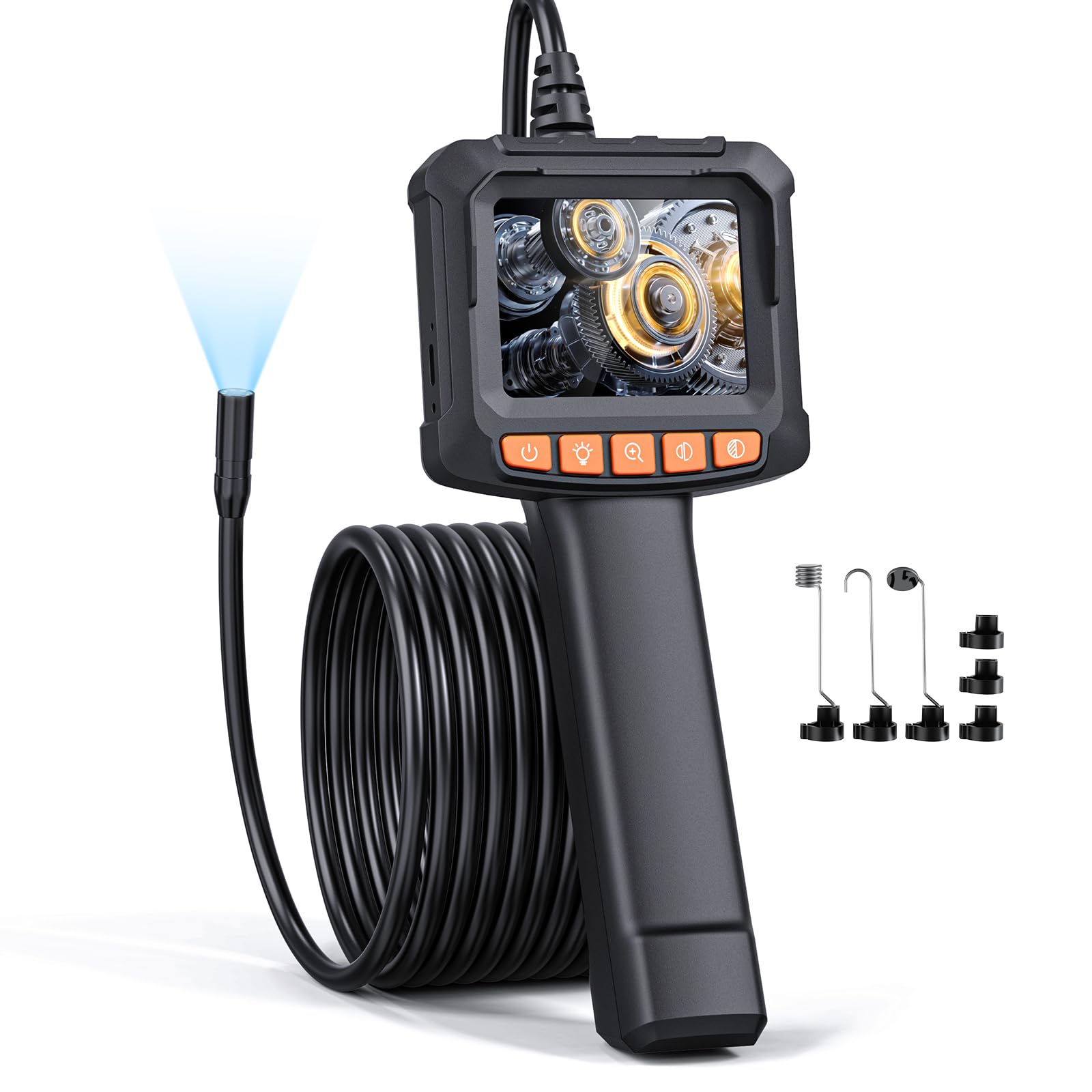 QIMIC 5M Endoscopic Camera 1080P HD Endoscope with 2X Zoom, IP67 2.4 Inch IP67 W