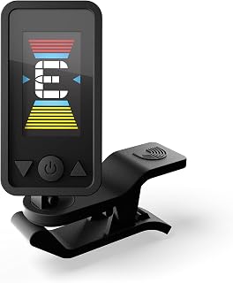 D'Addario Eclipse Rechargeable Headstock Clip-On Guitar Tuner, Black | Rechargeable Eclipse clip-on tuner provides accurate tuning, USB charging, clear visibility, and reliable performance.
