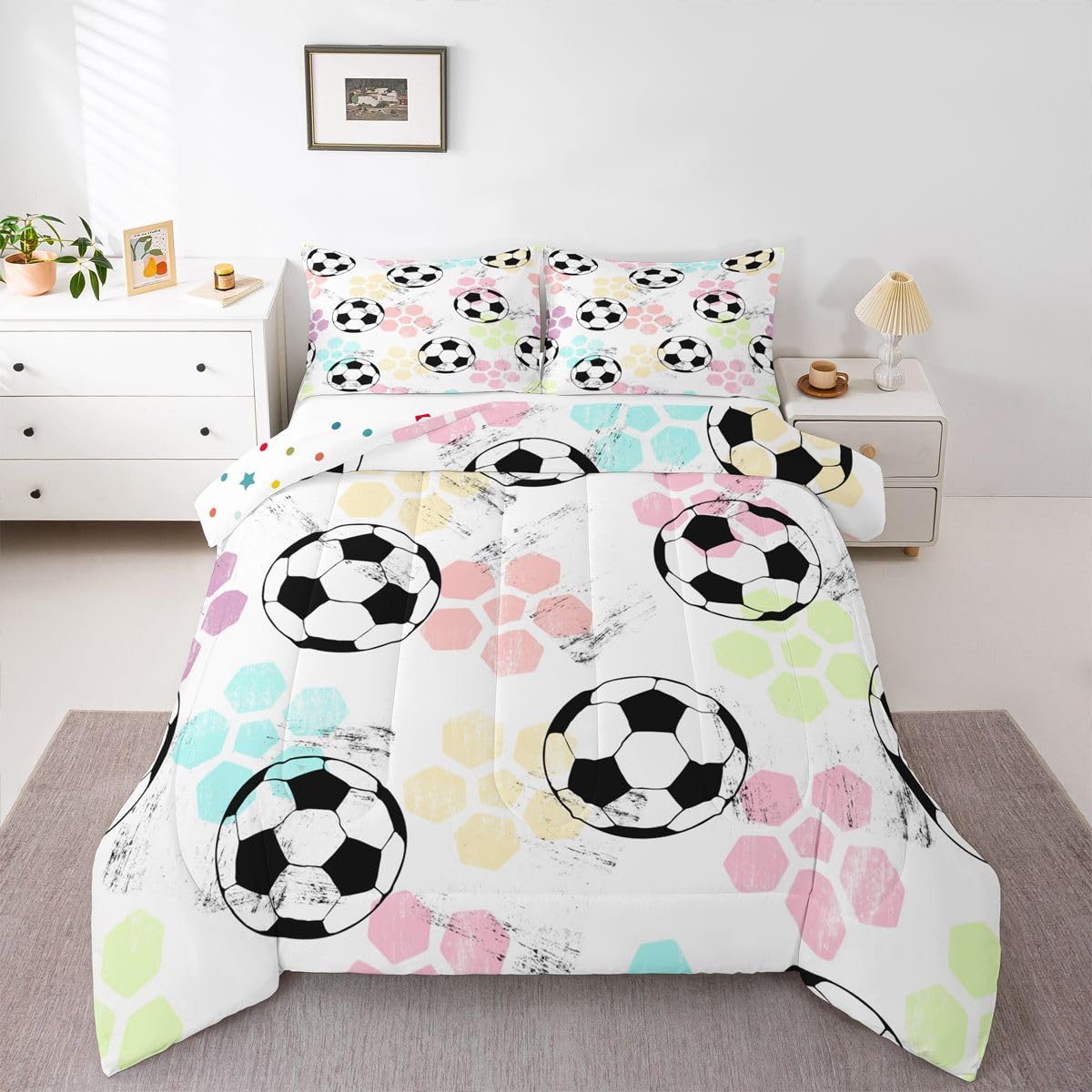 Feelyou Kids Football Comforter Set Twin Size for Child Boys Girls