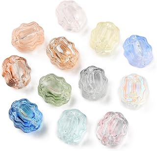 100 Pieces Colorful Clear Candy Glass Beads Loose Spacer Beads for DIY Friendship Bracelets Necklace Earrings Keychain Craft Jewelry 12x10.5x7mm