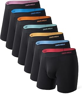 DAVID ARCHY Men's Boxer Briefs with Fly, Rayon Made from Bamboo, 7 Pack