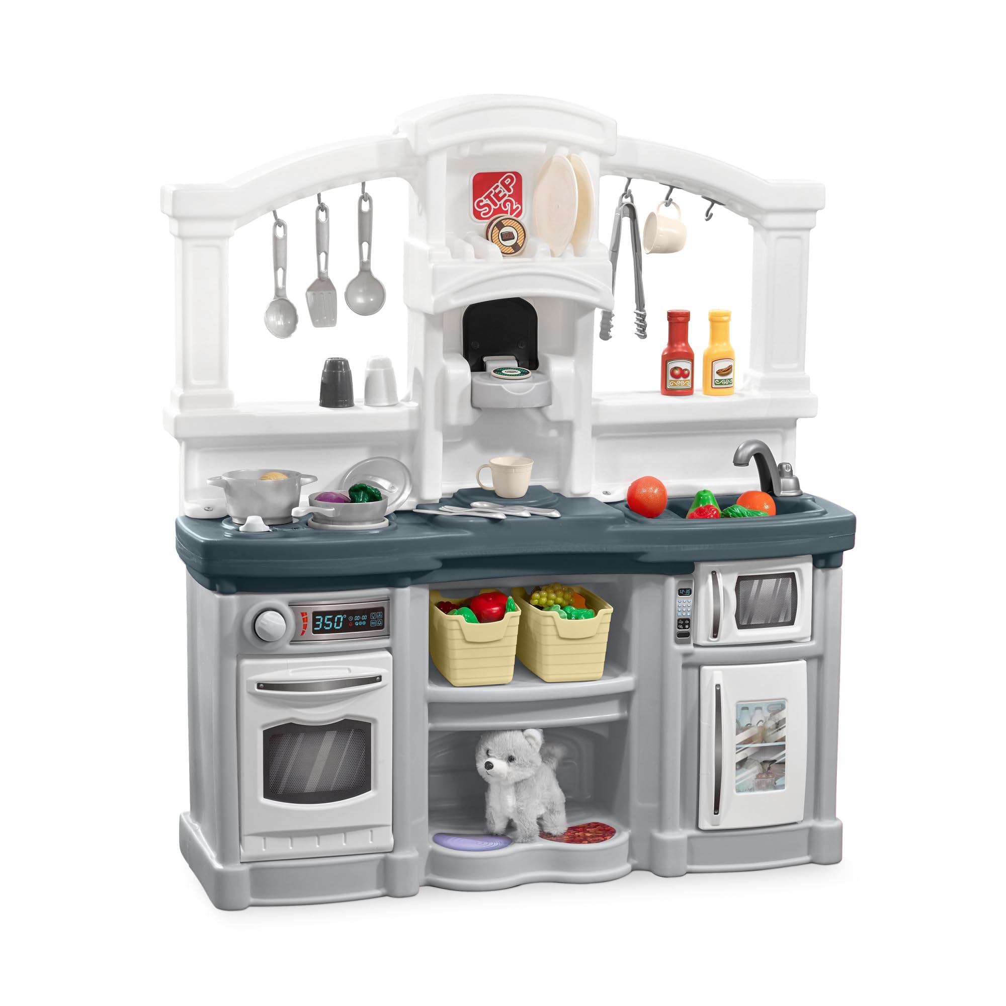Step2 Fun with Friends Kids Kitchen Playset, Lights & Sounds, Gray | Interactive