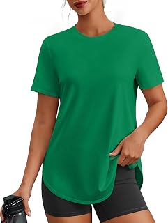 PINSPARK Workout Tops for Women UPF 50+ Hip Length Athletic Shirts S-3XL