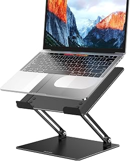 Besign LS10 Laptop Stand for Desk, Ergonomic Adjustable Notebook Tablet Stand, Riser Holder Computer Stand Compatible with Air, Pro, Dell, HP, Lenovo More 10-14" Laptops, Lapdesks (Black)