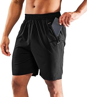 MIER Men's Quick Dry Running Shorts with Zip Pocket, Elastic Waistband, Athletic Training, Fitness, 7 Inch