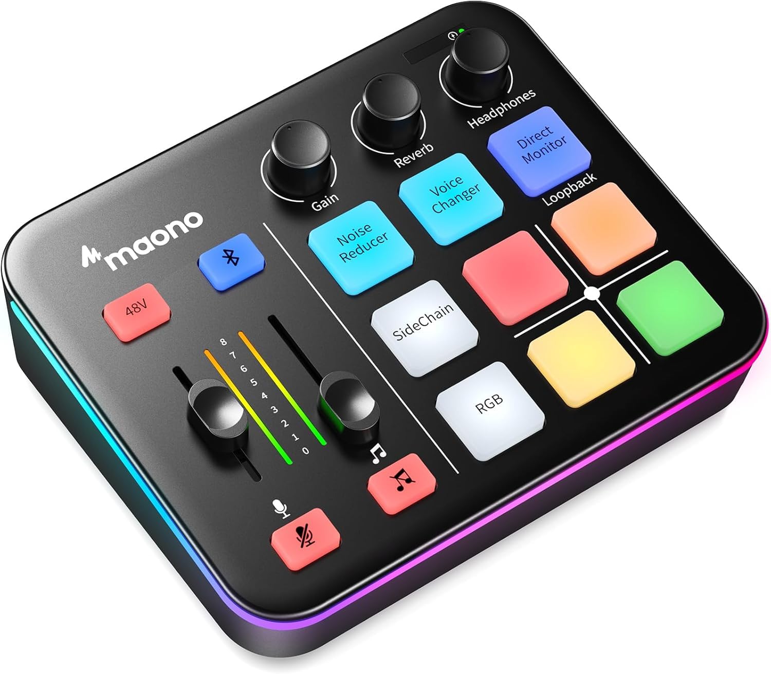 MAONO G1 Neo Gaming Audio Mixer Audio Interface with XLR Input & 48V | RGB, Blue