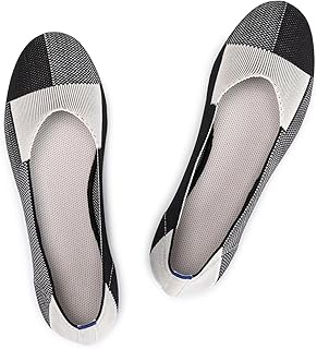 Frank Mully Women’s Ballet Flat Shoes Knit Dress Shoes Round Toe Slip On Ballerina Flats for Woman Low Wedge Comfort Soft