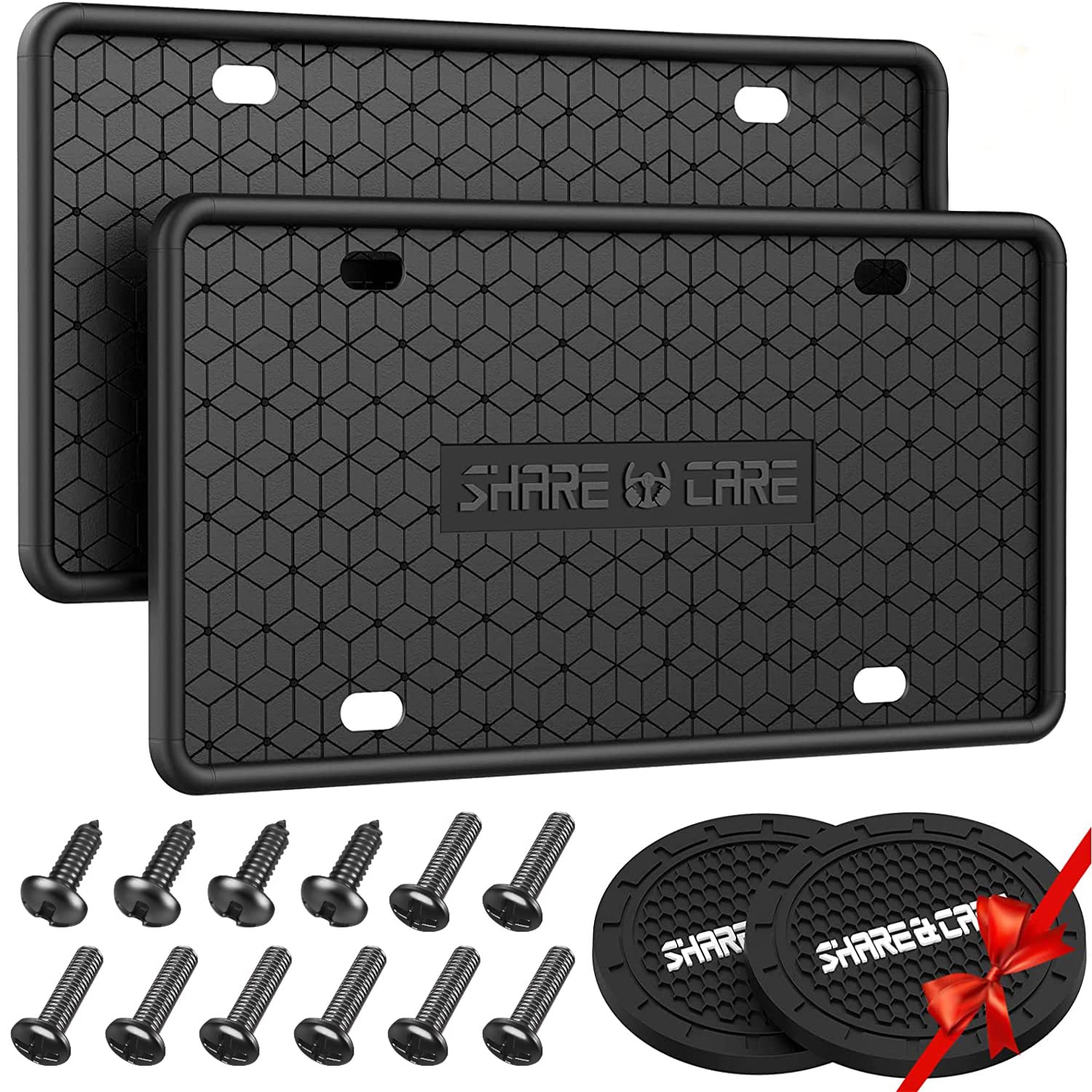 QiqaMole 2 Pack Silicone License Plate Frame, Front Back License Plate Cover, Li