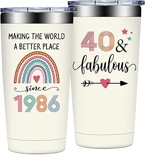 40th Birthday Gifts Women - 1986 40th Birthday Decorations for Women - Turning 40 Year Old Gifts Her - 40 Fabulous Tumbler 20 oz