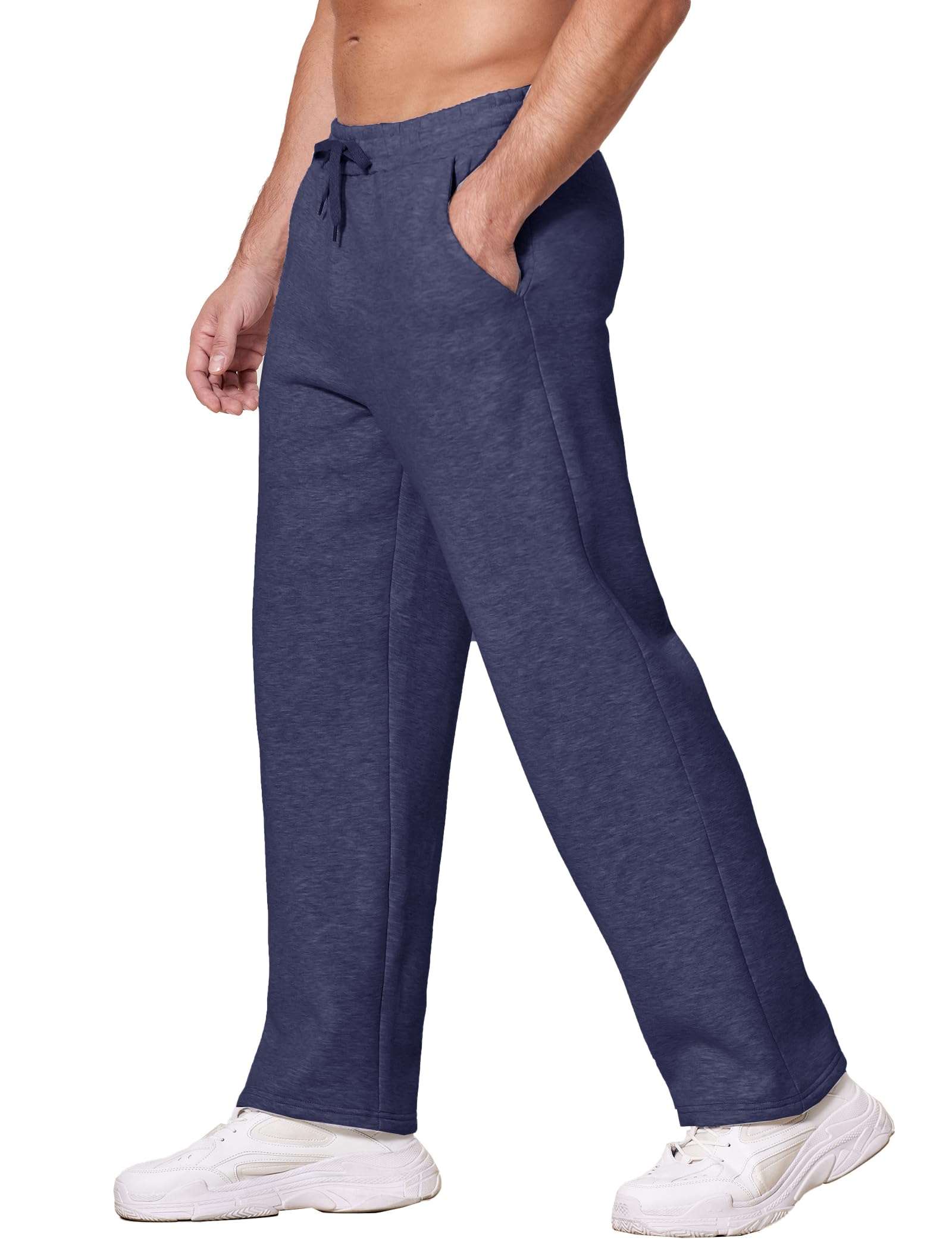 Deyeek Men's Fleece Lined Sweatpants Open Bottom Straight Leg Sweat Pants for Me