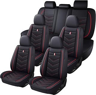Car Seat Covers 7 Seats for Toyota Grand Highlander 2024-2026,Premium Nappa Leather Waterproof Durable Seat Covers,Full Coverage Easy Install Clean Full Sets(Black Red)