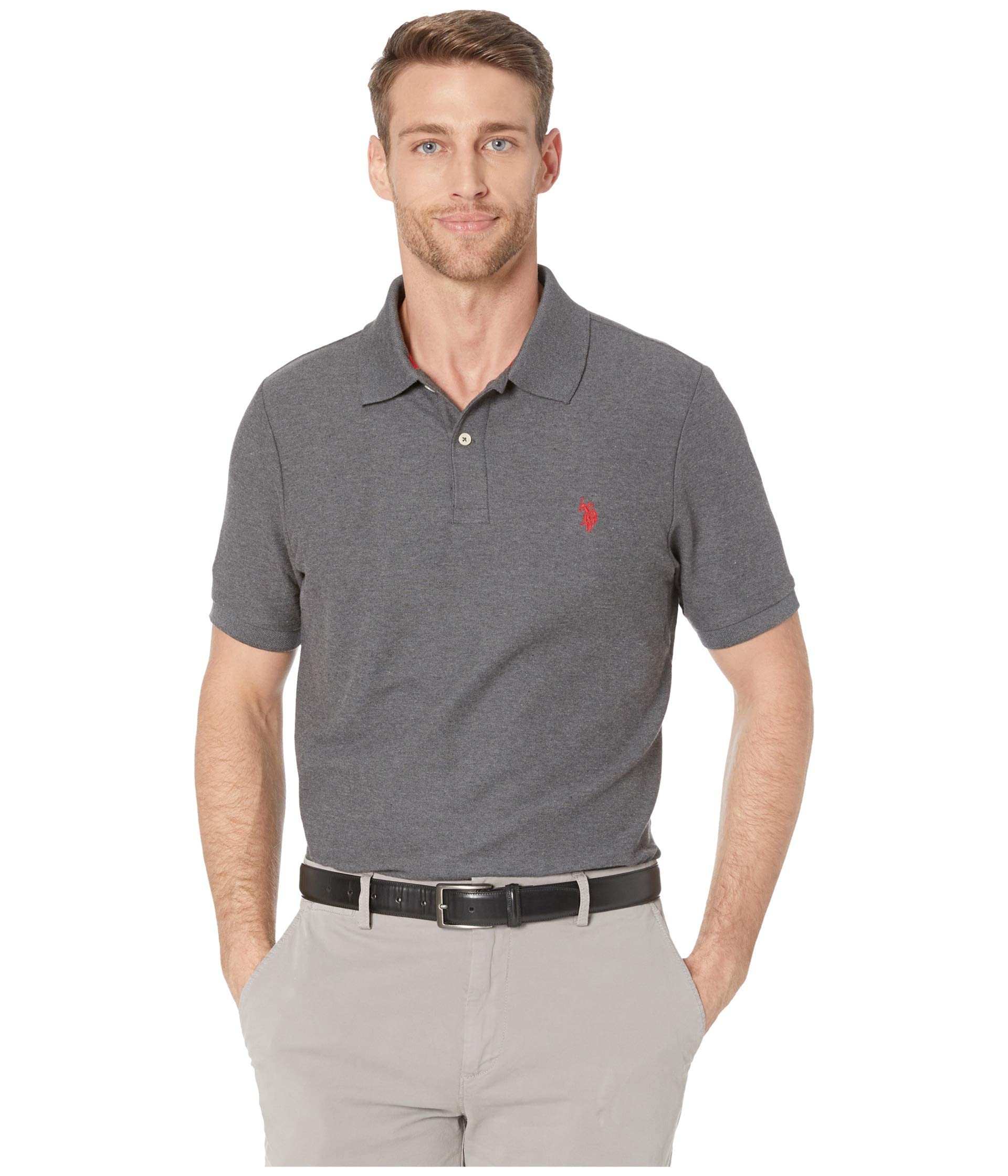 U.S. Polo Assn., Mens Classic Polo Shirt Two Button Down Pique Polo Shirt Summer