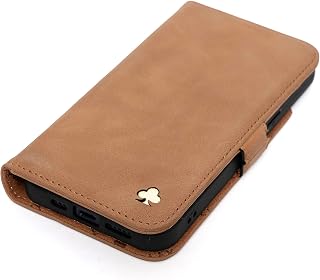 Porter Riley - Leather Case for iPhone 13 (6.1 inch), Stand/Cover/Wallet/Book Case in High Quality Genuine Leather (Tanned)