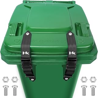 2 Pcs Trash Can Locks for Anti Animals, Universal Garbage Can Lock | Nylon Bear Proof Trash Bin Lid Lock, Adjustable and Easy to Install, Heavy-Duty for Outdoor Trash Can, Black